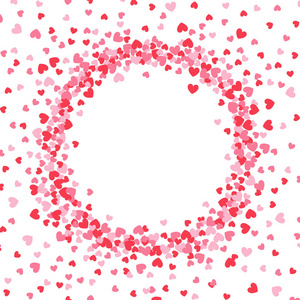 圆圈框架，粉红色和红色的心