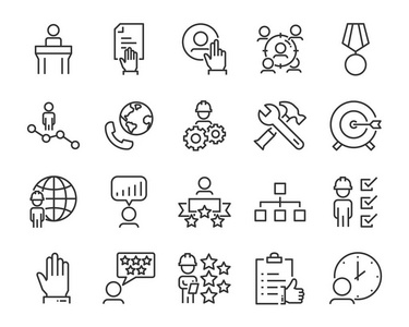 一组求职图标,如工作,职业,商务技能会议照片