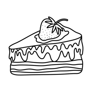 线甜美味蛋糕草莓水果矢量插图图片