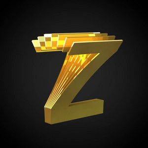 三维字母z大写. 三维渲染切割黄金字体.