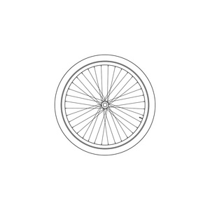 自行车轮。 简单的平面矢量图标插图。 轮廓线符号可编辑笔画