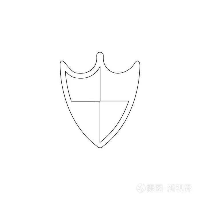 护盾. 简单的平面矢量图标插图. 轮廓线符号可编辑笔画