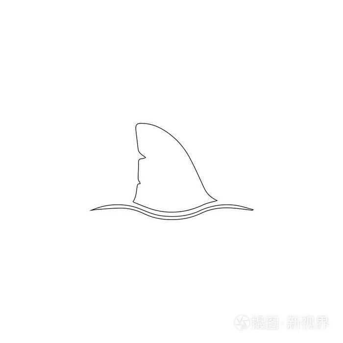 鱼翅. 简单的平面矢量图标插图. 轮廓线符号可编辑笔画