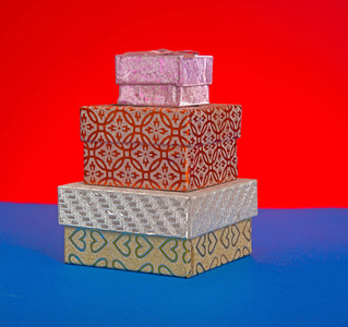 夏玛斯礼品盒, 生日主题横幅粉红色闪闪发光的背景