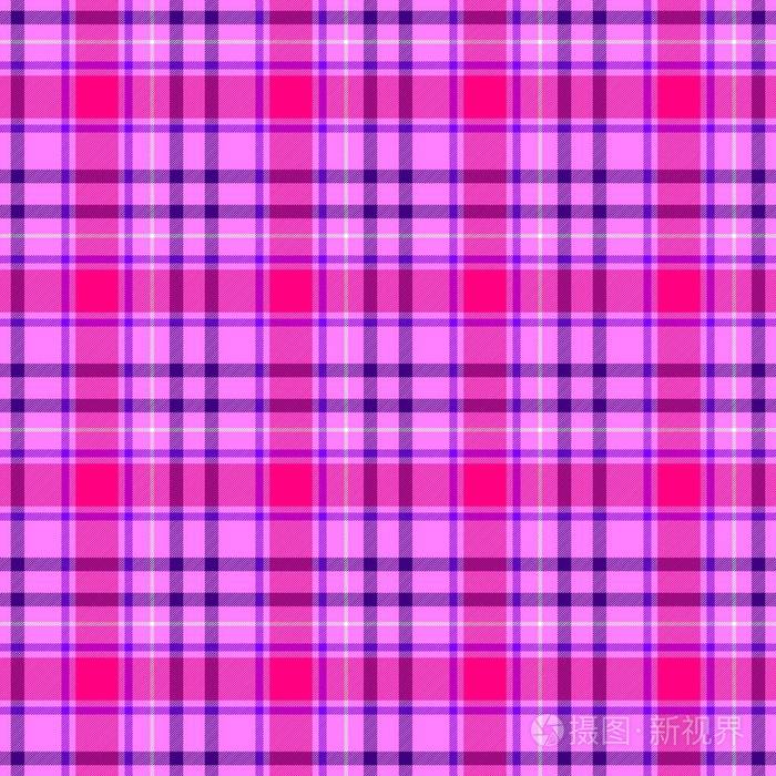 格子花纹苏格兰棉织物无缝图案纹理背景色婴儿粉红色热红紫色紫罗兰