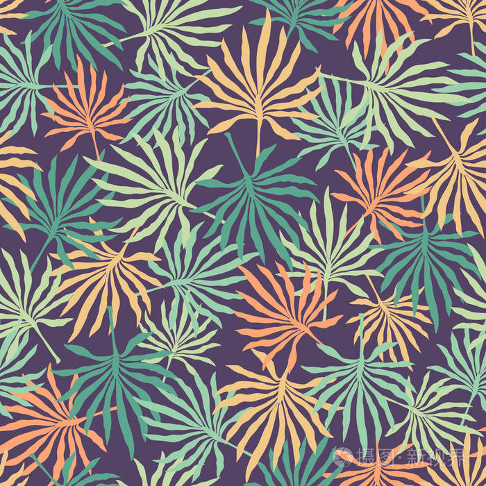 无缝花卉图案. 夏季矢量插图. 平面丛林印花