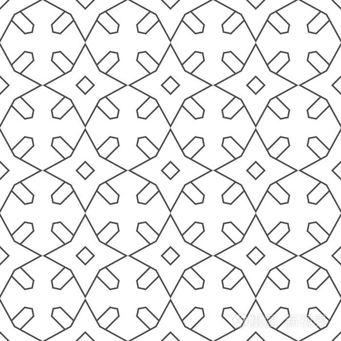 无缝的几何图案.单色图形重复设计.现代简约时尚装饰.向量