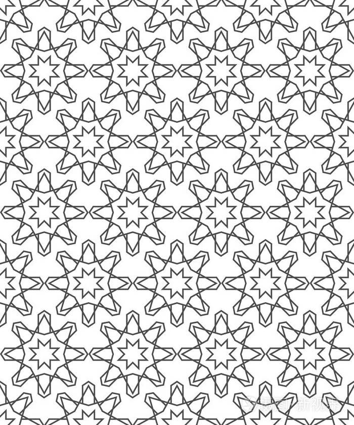 无缝的几何图案.单色图形重复设计.现代简约时尚装饰.向量