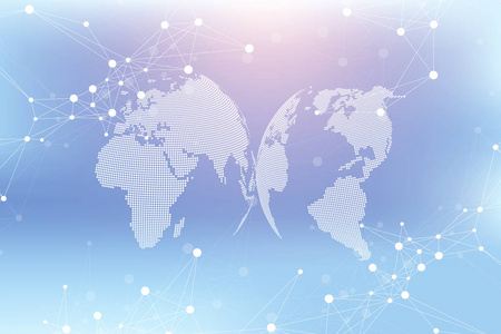 技术抽象背景与连接的线和点.大数据可视化.