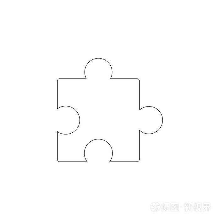 拼图. 简单的平面矢量图标插图. 轮廓线符号可编辑笔画