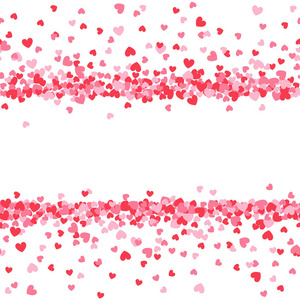 情人节卡片模板与粉红色和红色的心边框