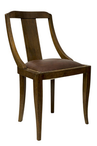 复古椅子查出与棕色皮革在白色背景