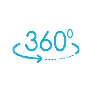 角度360度符号箭头图标. 几何数学符号. 完全旋转.