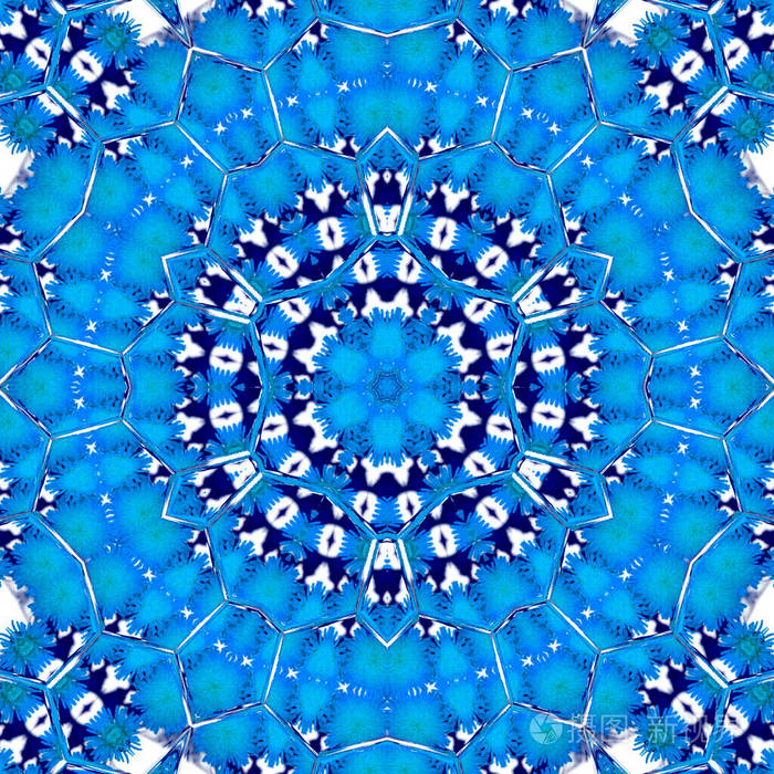 白色蓝色码头华丽的花边餐巾万花筒图案