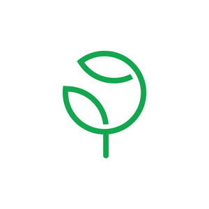 圆圈几何线绿色植物标志矢量照片
