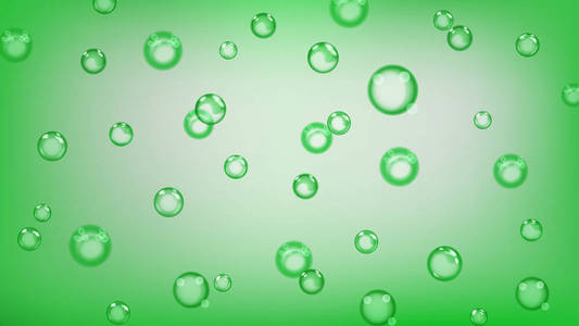 不同大小的绿色气泡或水滴的背景