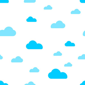 蓝色云无缝图案矢量设计婴儿艺术。 婴儿淋浴云天无缝图案纹理矢量