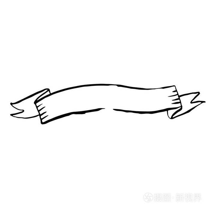 插画 手绘丝带格格格横幅.墨水向量例证.eps