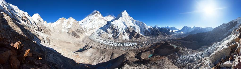 从普莫里大本营到珠穆朗玛峰大本营尼泊尔喜马拉雅山的美丽景色