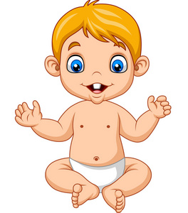 卡通可爱小男孩坐着的矢量插图照片