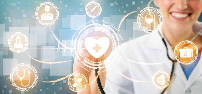 图形横幅显示医药医疗服务的符号,紧急服务网络医生数据的病人健康