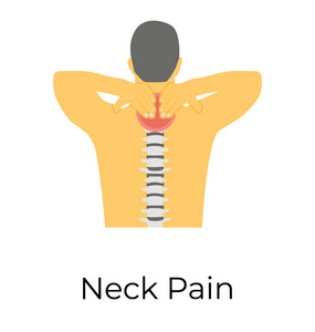 颈部疼痛平面矢量图标
