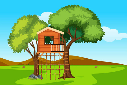 自然插图中的树屋
