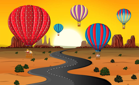乘热气球旅行沙漠插图