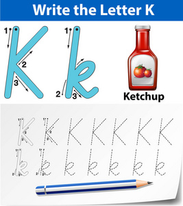 字母k跟踪字母表工作表插图