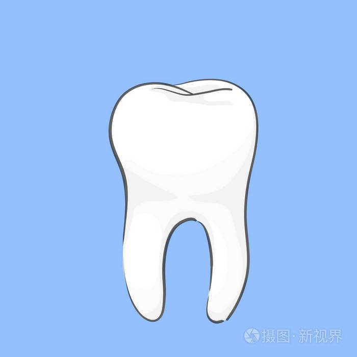 蓝底白色牙齿矢量图