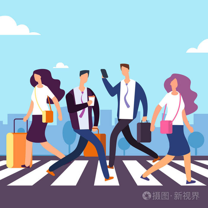 人们在人行横道上横穿马路