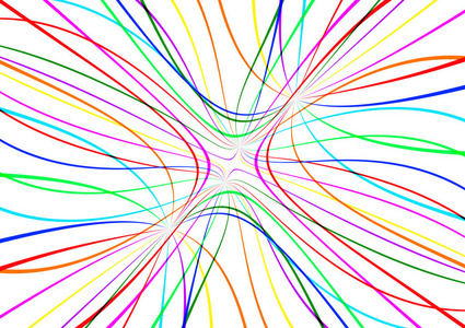 白色背景的鲜艳抽象彩色线条图案