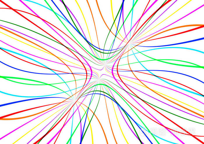 白色背景的鲜艳抽象彩色线条图案
