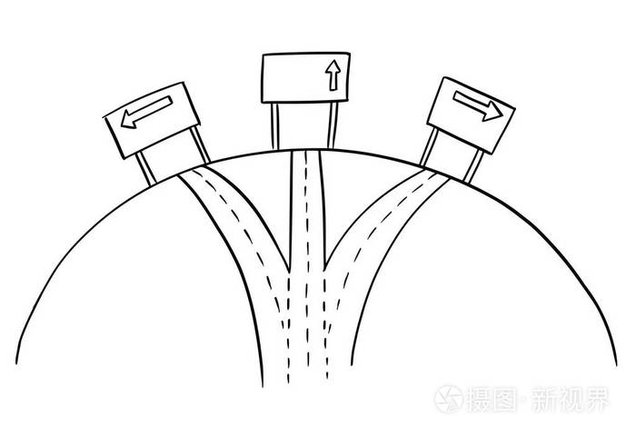 三道交叉公路和定向公路箭头标志的绘制
