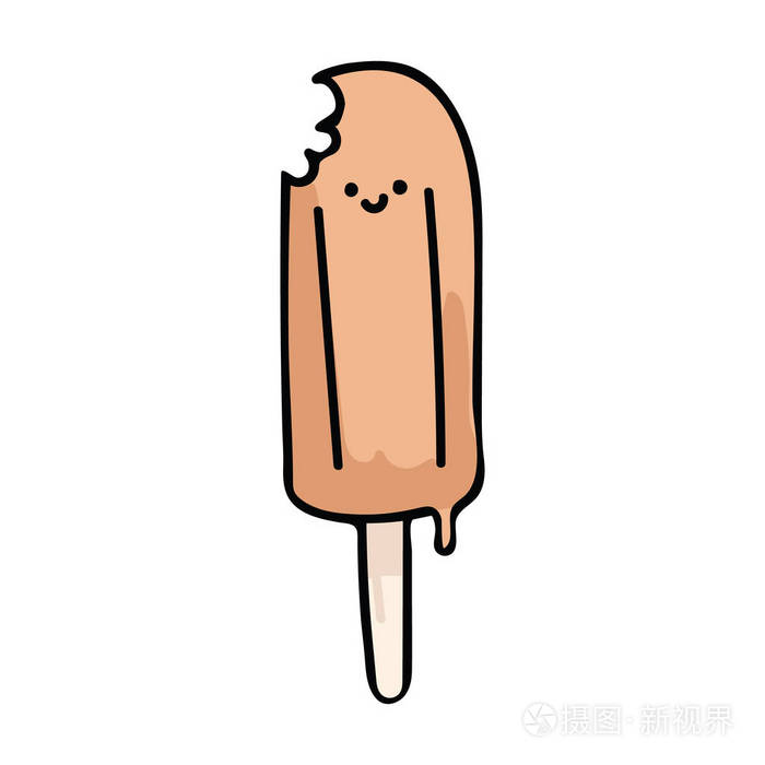 手绘夏季冰棒处理元素剪贴画,用于清洁食品图形网页按钮.