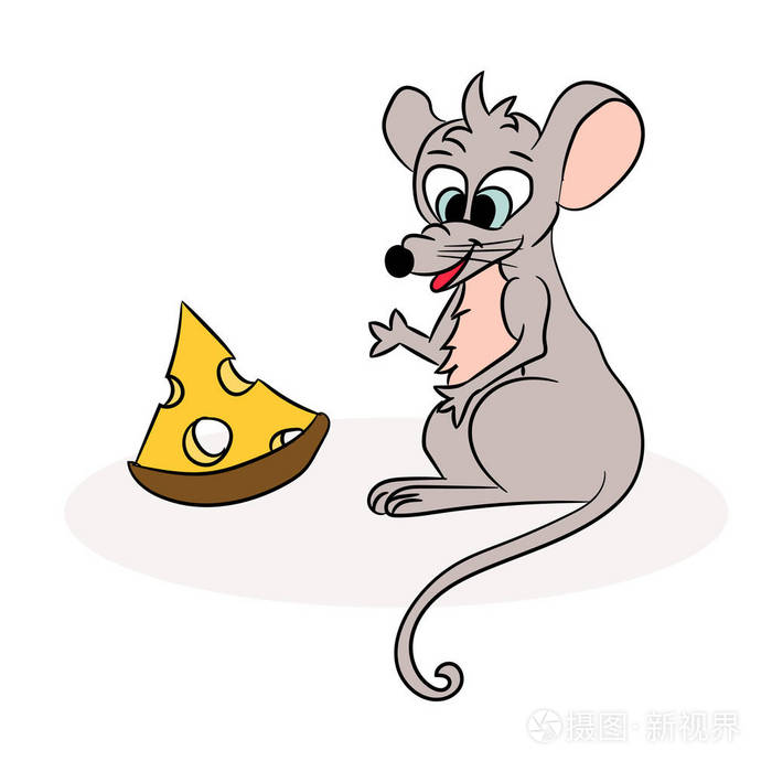 卡通老鼠和奶酪.彩色漂亮的矢量插图.