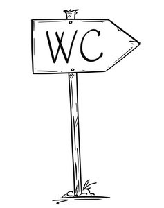 用 wc 文本绘制小的老质朴的木制道路箭头符号照片