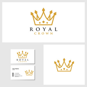 皇家皇冠标志模板与名片设计模型矢量