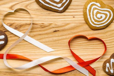 s Day. Heartshaped tapes with handmade heartshaped cookies wit