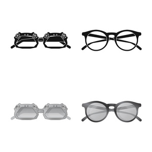 眼镜和太阳镜标志的矢量设计。收集眼镜和附件股票符号的网站