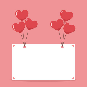 美丽的情人节卡片海报与心气球