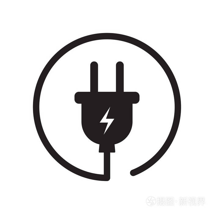 电插头黑色图标矢量图