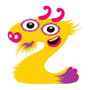 大写z卡通大写字母z来自怪物字母表. 童心疯狂abc矢量插图.