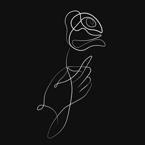 一幅线条画在手矢量插图中上升照片