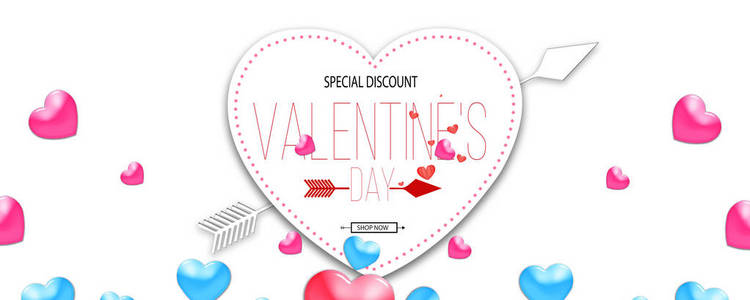 s day promotion banner template with Heart shapes