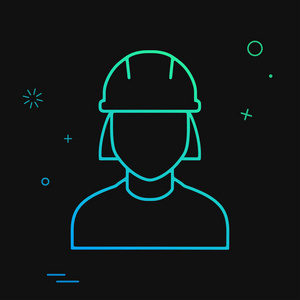 向量网络图标, 专业工程师建设者, 妇女在建筑头盔