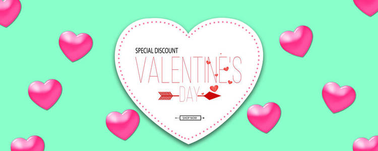 s day promotion banner template with Heart shapes
