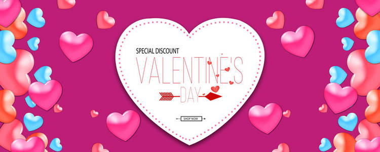 s day promotion banner template with Heart shapes