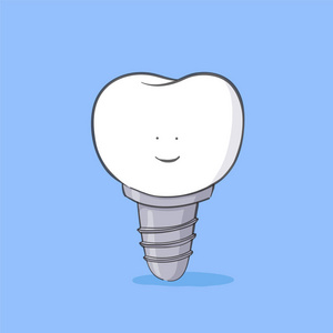 蓝底白色种植牙矢量图照片