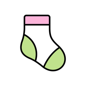 宝贝袜子图标。孤立于白色背景